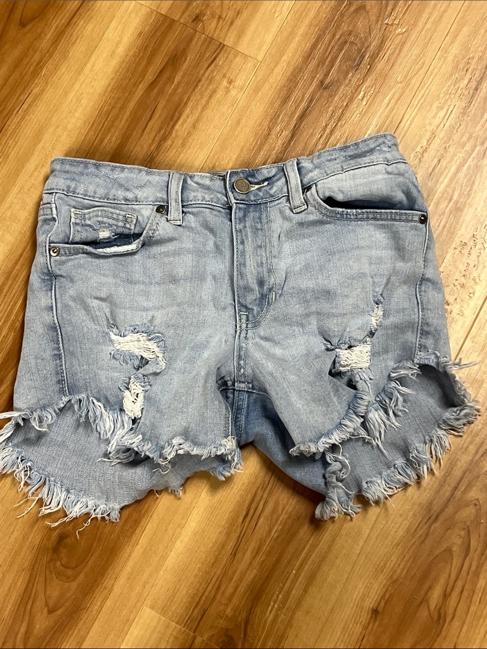 S Light Blue Distressed JBD Denim Shorts for Women